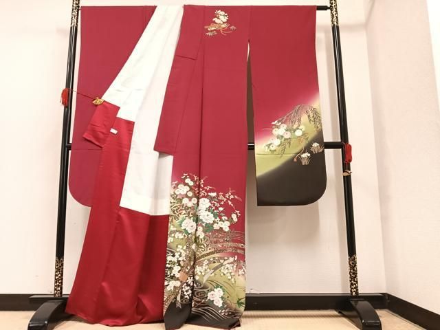 豪華振袖　作家物　絞り　舞花文　暈し染　金彩　着丈167.5cm　正絹 豪華振袖 作家物 絞り 舞花文 暈し染 金彩 着丈167.5cm 正絹