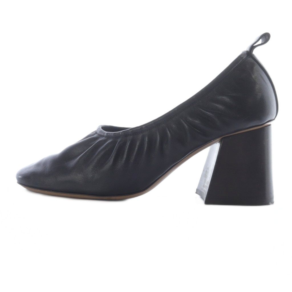 セリーヌ フィービー期 バレリーナ チャンキーヒールパンプス レザー  