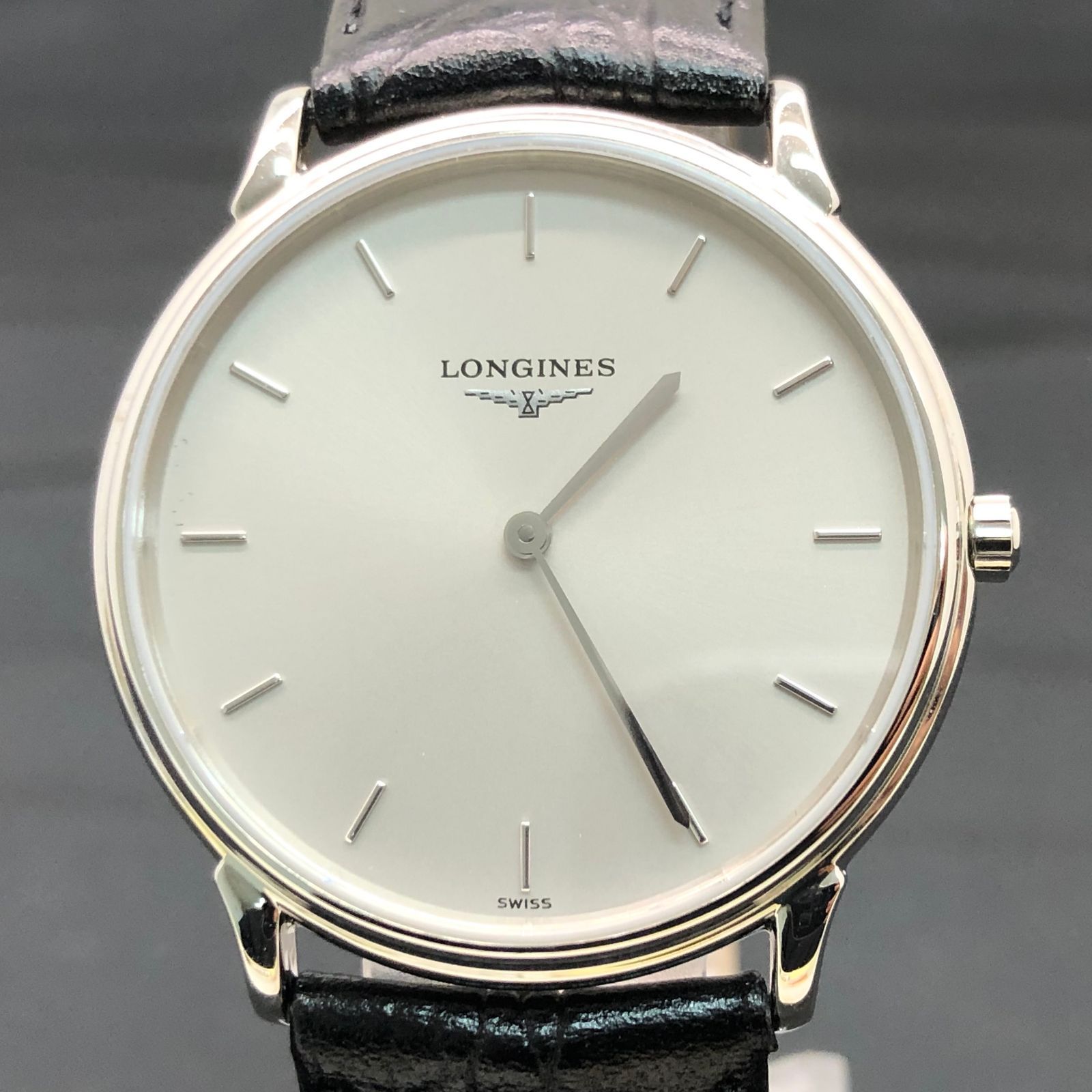 美品 稼働品 ロンジン メンズ腕時計 L4.620.2 白色ローマ数字文字盤ロンジン腕時計