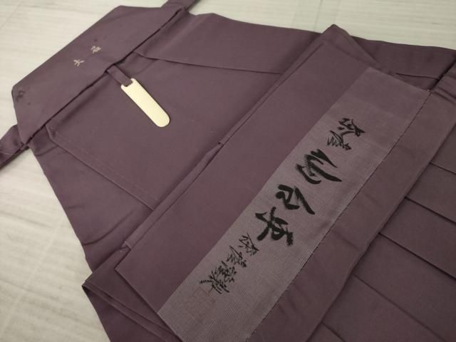 平和屋着物○西陣 男性 お召 茶㐂 褐色 反端付き 正絹 逸品 AAAO0679zg