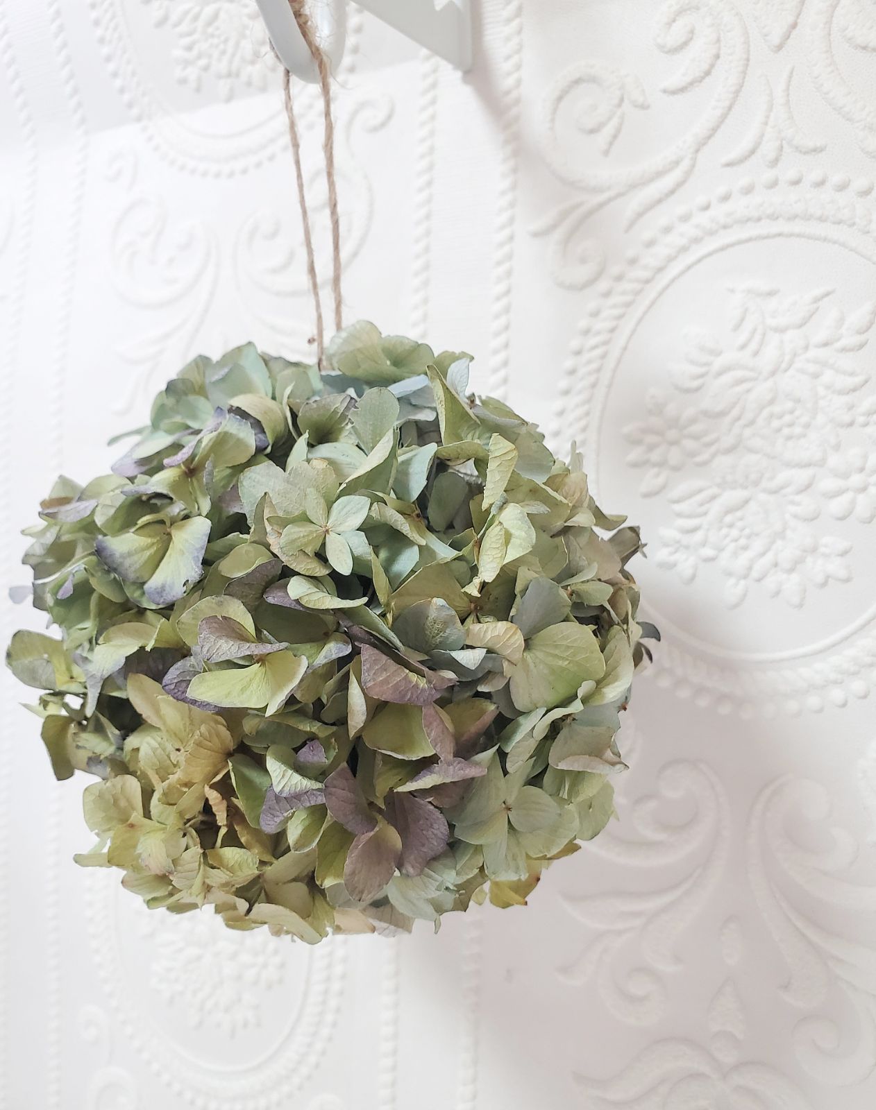 秋色紫陽花のフラワーボール☆フライングボール☆ドライフラワーボール