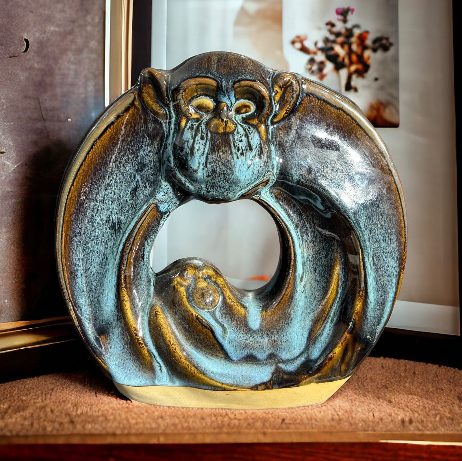 猿の置物 猿 置物 中国雑貨 縁起物 オブジェ 干支 サル 陶器 アンティーク