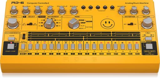 BehringerアナログドラムマシンUSB|DINMIDI対応16ステップシーケンサーアナログディストーション搭載RD-6-AM黄