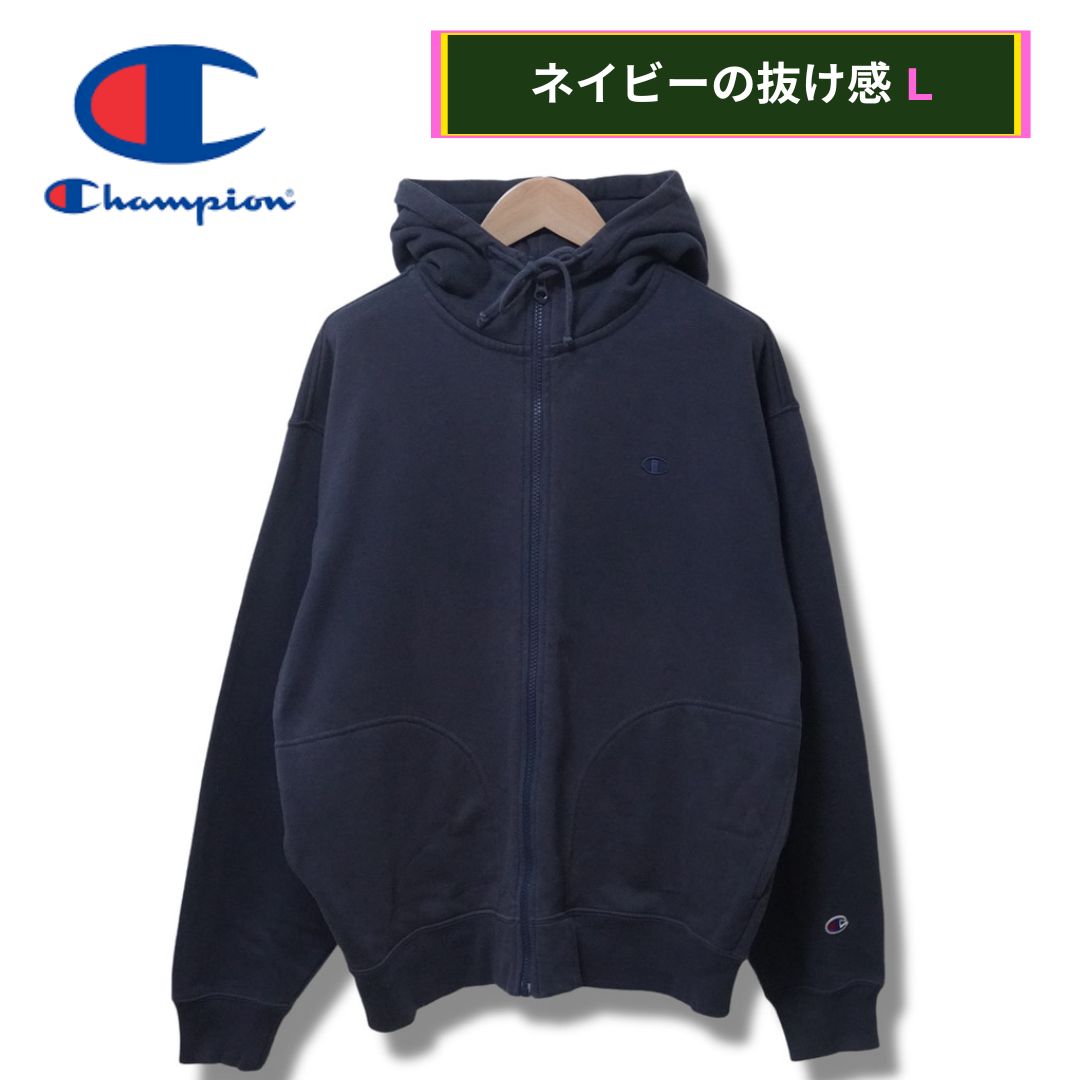 チャンピオン ジップパーカー L ネイビー 00s Champion ワン
