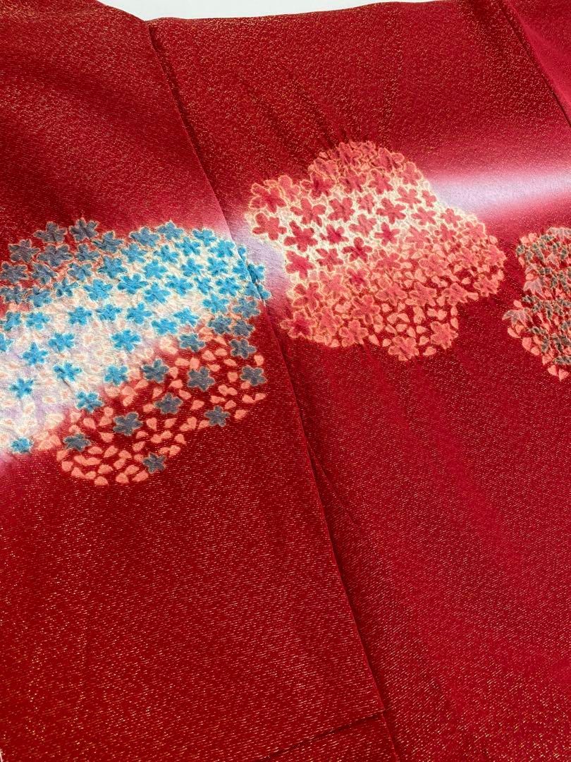 振袖 仮絵羽 舞台衣装 滝泰 金通し 相良刺繍 正絹 未仕立て品 八掛付き 