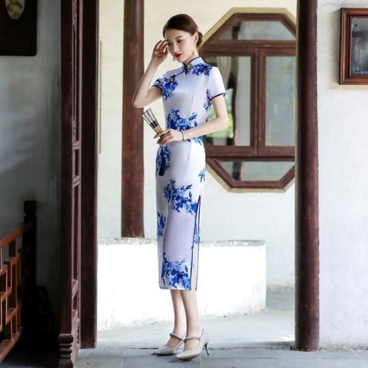 leja Sサイズ 透け感チャイナ ワンピースドレス Leja ドレス 「LEJA