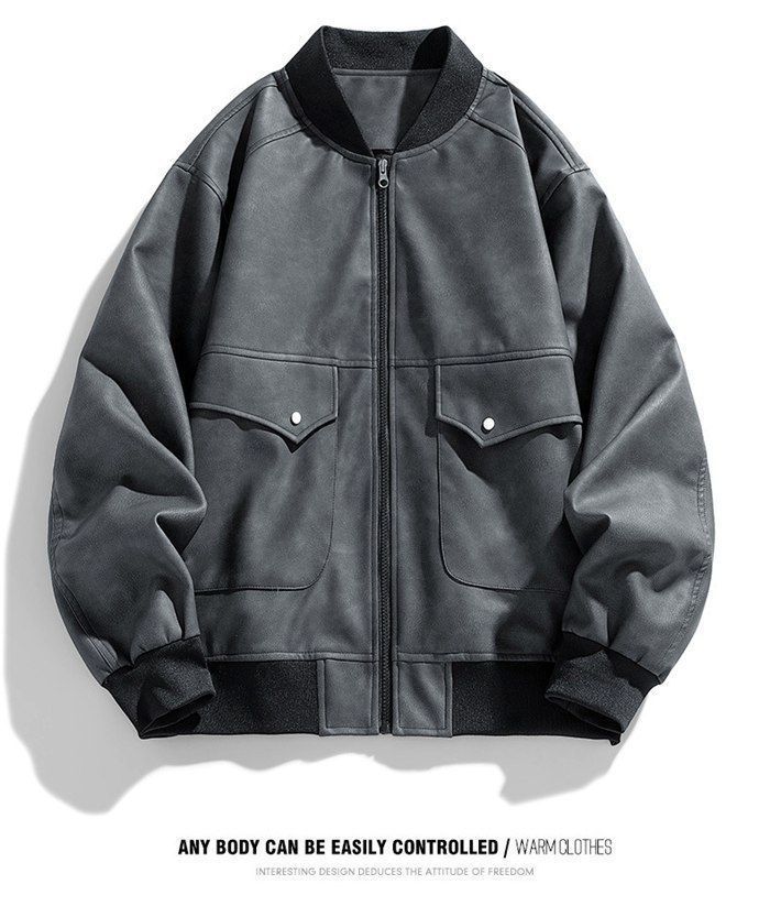 ジャケット・アウター HAS2SONS PU leather jacket HAS2SONS red curved blade sleeve PU leather jacket