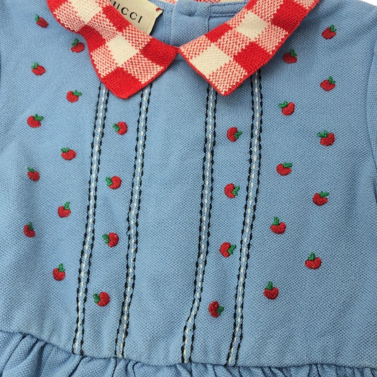 新品 GUCCI サイズ:24m ワンピース 襟付き半袖 りんご刺繍 グッチ ワンピース