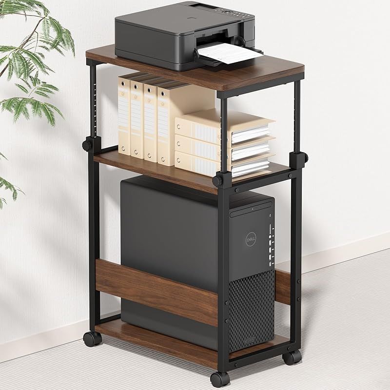 幅35×奥行60×高さ67.5～95cm パソコンワゴン 昇降式 PCゲーミング cpuスタンド TTWO パソコンラック サイドワゴン置き台 複合機 PCラック サイドデスク L字デスク プリンター台 ディスプレイワゴン アジャスター キャス 0