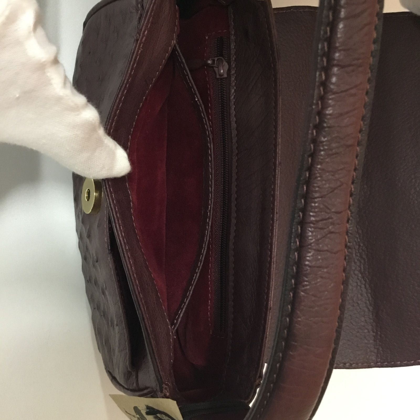 収納容量参考画像あり ◉ 未使用品 ? Genuine Ostrich オーストリッチ 