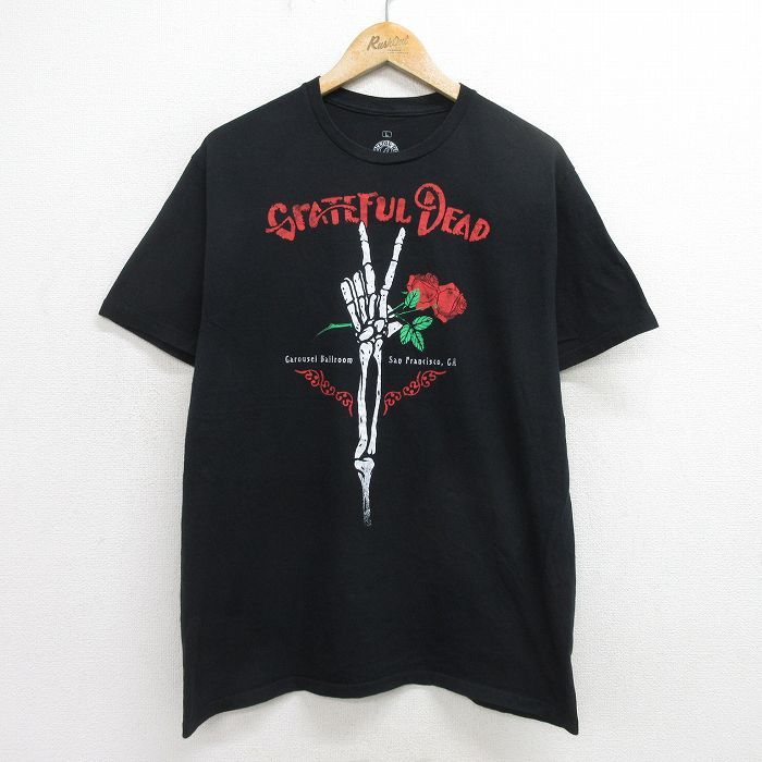 L/古着 半袖 ロック バンド Tシャツ メンズ グレイトフルデッド コットン クルーネック 黒 ブラック 24aug05 中古