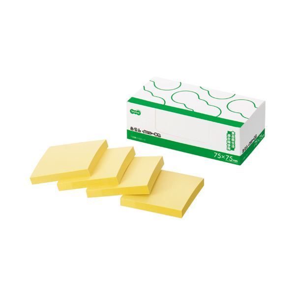まとめ TANOSEE ふせん ノート正方形 75×75mm イエロー 1パック 10冊 ×5セット