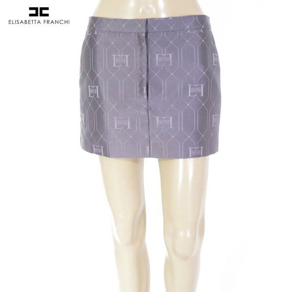 80 OFF エリザベッタフランキ ELISABETTA FRANCHI スカート 40 ESK698 Mサイズ パープル レディース ミニ丈スカート 光沢 台形 イタリア製