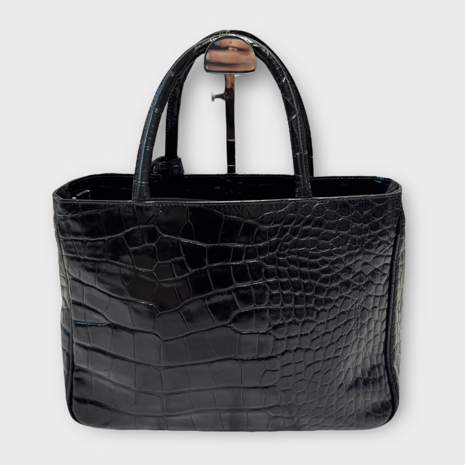 FURLA フルラ トートバッグ ハンドバッグ クロコ型押し ホワイト