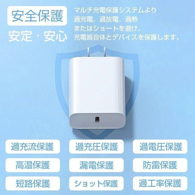 20W最安定性 USB-C対応 PD電源アダプター 急速充電　タイプC充電ケーブル iPad Pro/iPhone USB type-c 充電器 充電アダプターが付属しない iphone 12iphone 13iphone 14iPhone15iPhone16