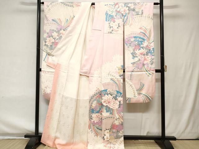 平和屋着物□豪華振袖 駒刺繍 鳳凰檜扇花文 暈し染め 金銀彩