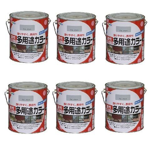 アサヒペン - 油性多用途カラー - １．６Ｌ - ライトグレー 6缶セット【BT-52】