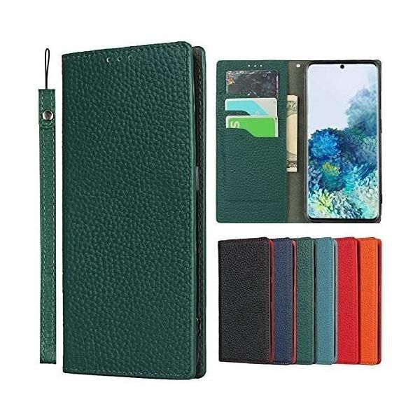 レザー エクスペリア 1 II ケース 手帳型 Sony 1 II 手帳型 本革 Xperia 1(ライチ紋本革-ダーク 01-Sony Xp)