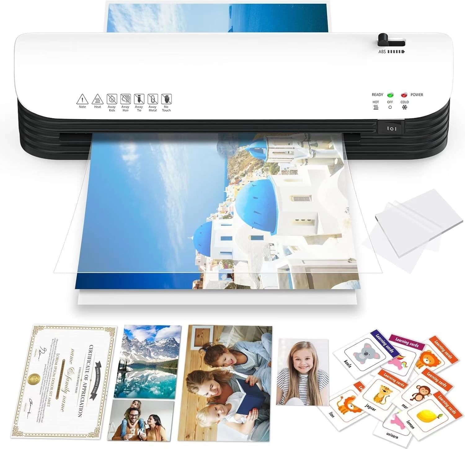 ラミネーター 機械 A 3 4まで対応 ラミネートフィルム 付き 気泡なし 紙詰まり防止 85-125μm対応2分間ウォームアップ 冷 熱モード付き 写真 名刺 カード ハガキ メニュー対応 オフィス 業務 家庭用