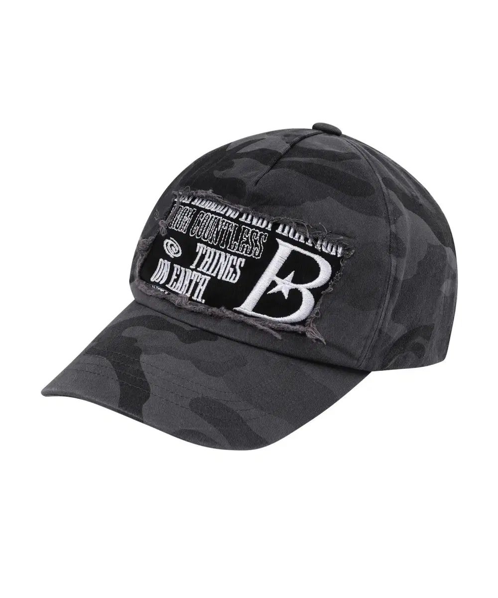 bauf(バウプ) B ロゴ ダメージ ボールキャップ ブラック カモフラージュ