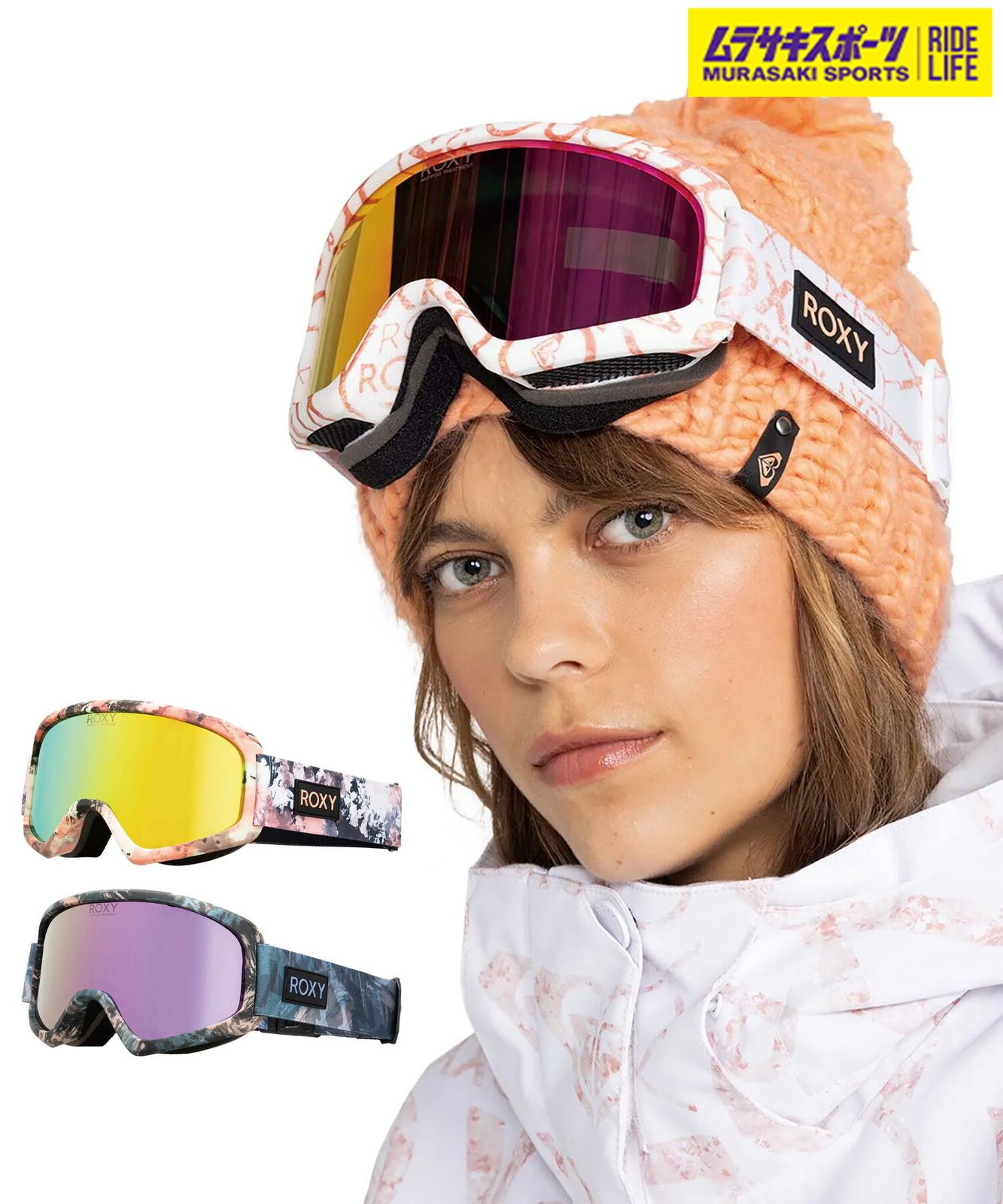 【ムラスポ公式】新品 ROXY ロキシー スノーボード ゴーグル レディース MOONRIDE AF ムラサキスポーツ 24-25モデル LX K28