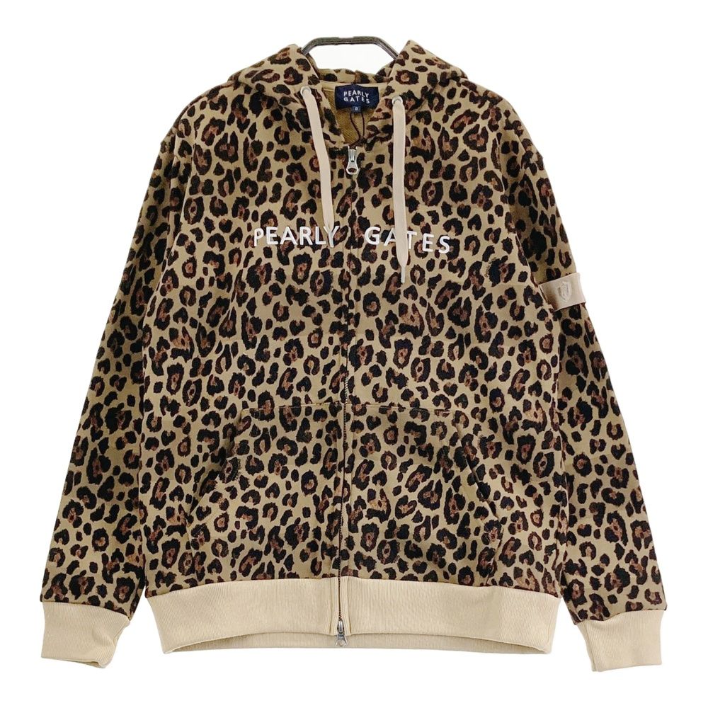 サイズ 0 PEARLY GATES パーリーゲイツ 055-2262004 ジップパーカー レオパード ボーダー柄 ブラウン系 240101543654 ゴルフウェア レディース ストスト