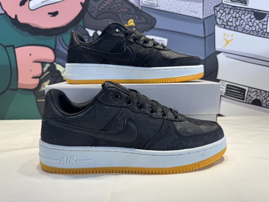 NIKE (ナイキ) ×CLOT FRAGMENT DESIGN AIR FORCE 1 07 CZ3986-001 クロット フラグメントデザイン エアフォース1 ローカットスニーカー ブラック