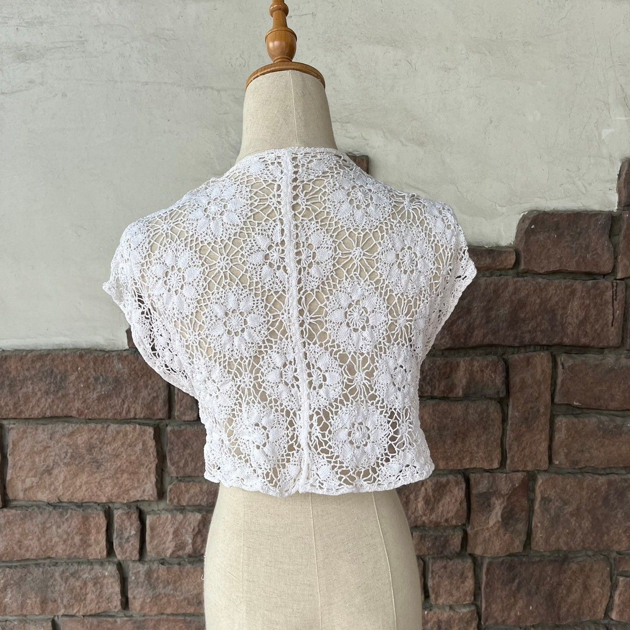 vintage(ヴィンテージ) 40’s~ lace stich short bolero レース編みのショートボレロ カーディガン 表記無し(Mサイズ程度) ホワイト vintage(ヴィンテージ) 40's~ lace stich short bolero レース