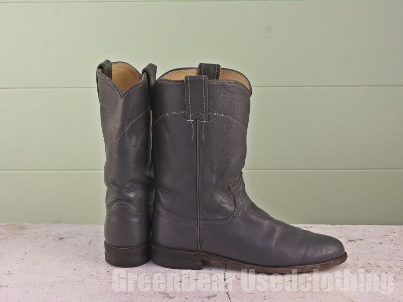 JUSTIN グレー レザー ウエスタンブーツ 7B USA製 ジャスティン Justin