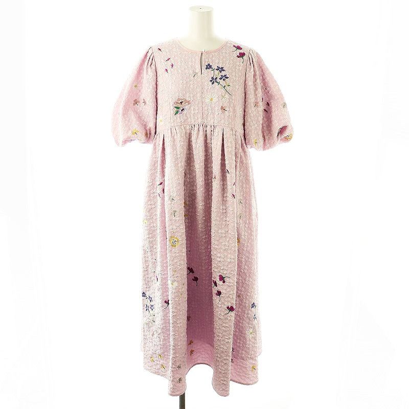 チェスティ Chesty 23SS ジャガード刺繍パフスリーブワンピース ロング  