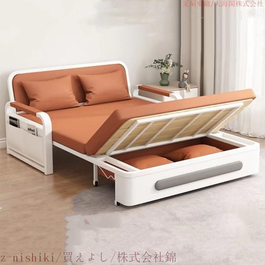 2025最新デザイン 耐久便利実用 折りたたみベッド 収納ケース付き ソファーベッド ダブルベッド 洗える布地綿麻 ソファー 家庭用