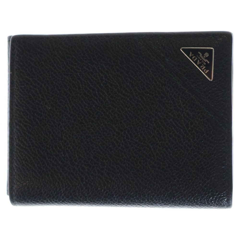 Prada プラダ ロゴプレート 二つ折り財布 PRADA プラダ ロゴ 二つ折り財布（小銭入れなし） レザー メンズ