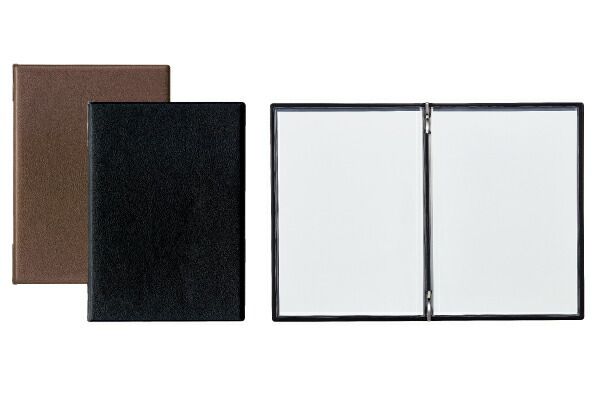 （まとめ買い）オープン工業 メニューファイル レザー調 A4 黒 MN-153-BK 【3冊セット】