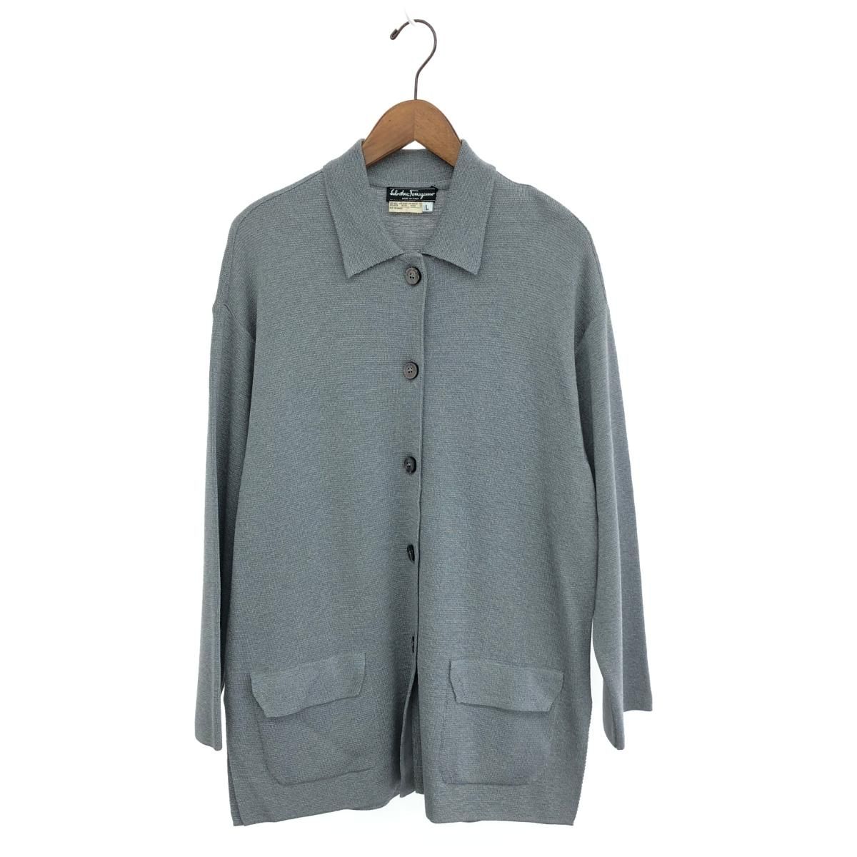 Salvatore Ferragamo サルヴァトーレフェラガモ ニット ジャケット サイズ L グレー ウール レディース 240001141451
