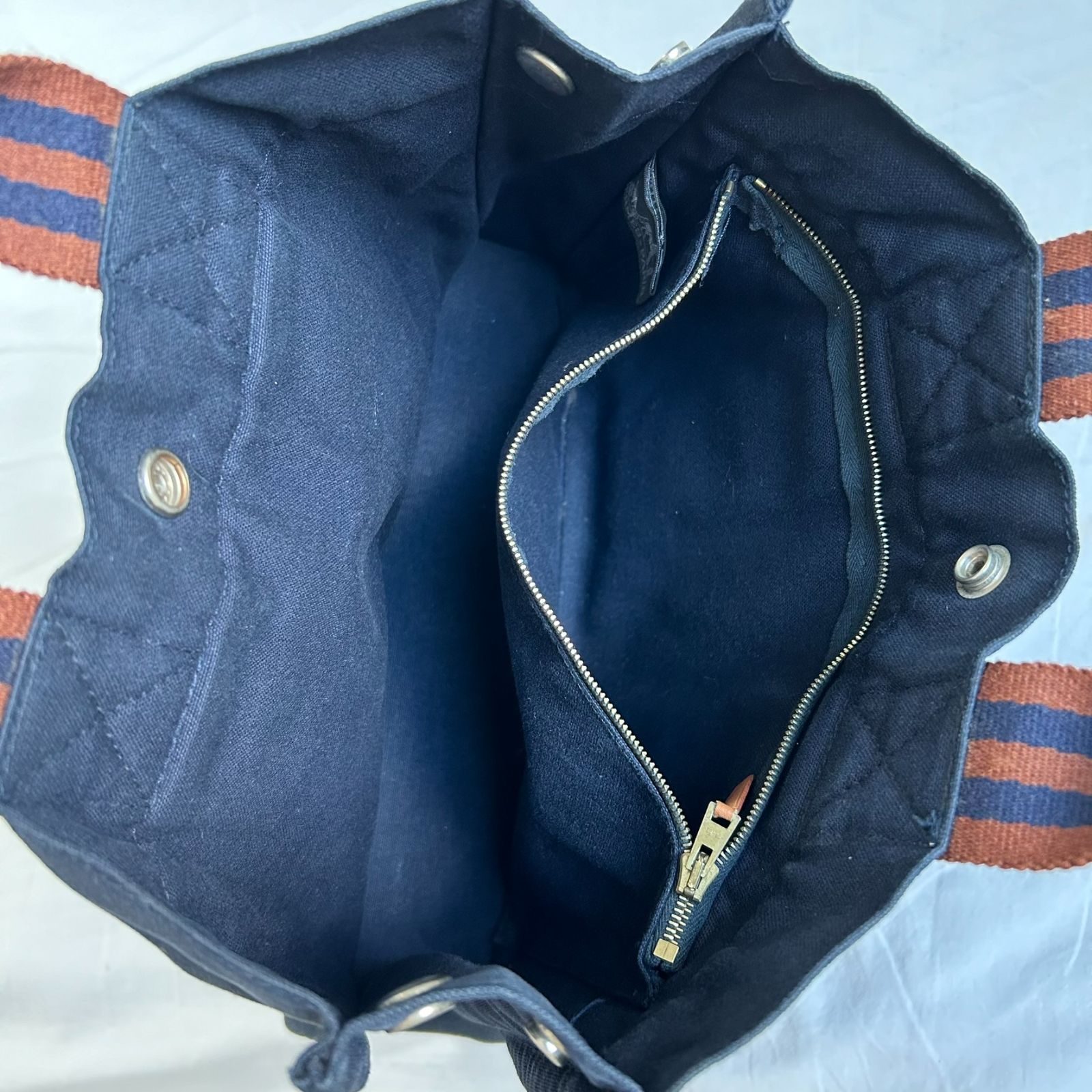 美品✦HERMES エルメス フールトゥ PM ネイビ×ブラウン トートバッグ 