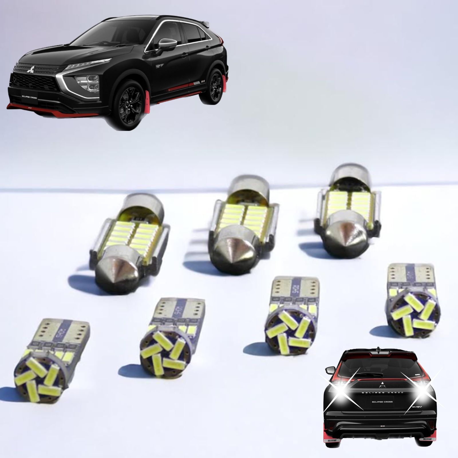 MITSUBISHI エクリプスクロス バックライト 室内灯 ナンバー灯 バッグライト エクリプスクロス LED 10点セット 型式 GL3W GK9W GK1W ルームライト ライセンスライト 取付工具付き 簡単取付 無 性 6000K ゴー