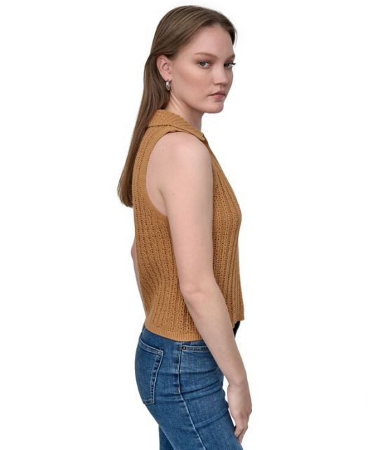 売れ筋商品|||ダナ キャラン ニューヨーク ニット&セーター アウター レディース Women's Open-Stitch Sleeveless Sweater Cream Open Stitch Sweater Shell | Tank | Donna Karan