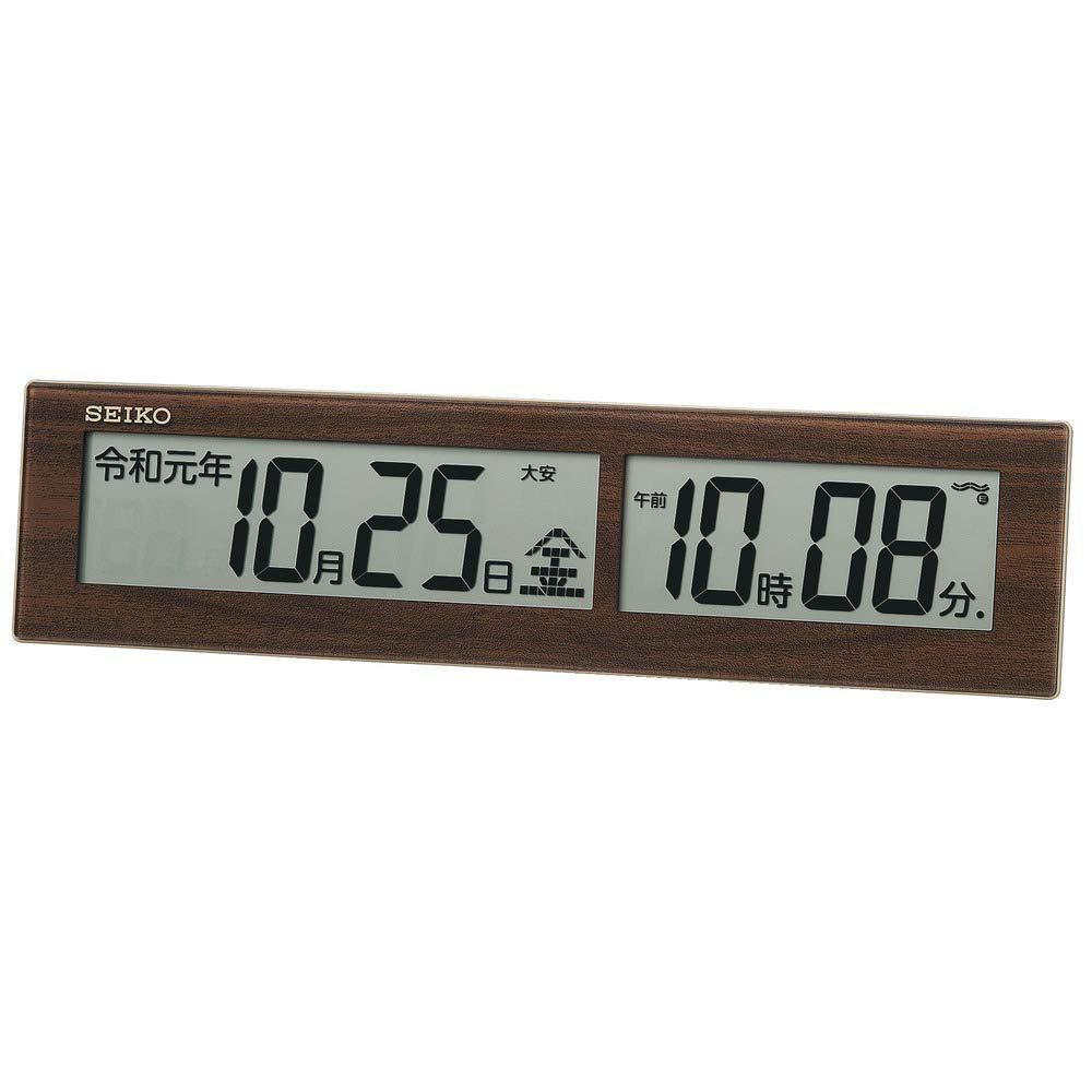 【新品・3営業日で発送】セイコークロック(Seiko Clock) セイコークロック 掛け時計 茶木目模様 電波 デジタル 新元号表示 掛置兼用 SQ441B