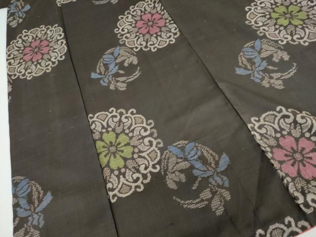 平和屋着物○本場大島紬 アンティーク大島 7マルキ 地空き 草花丸文