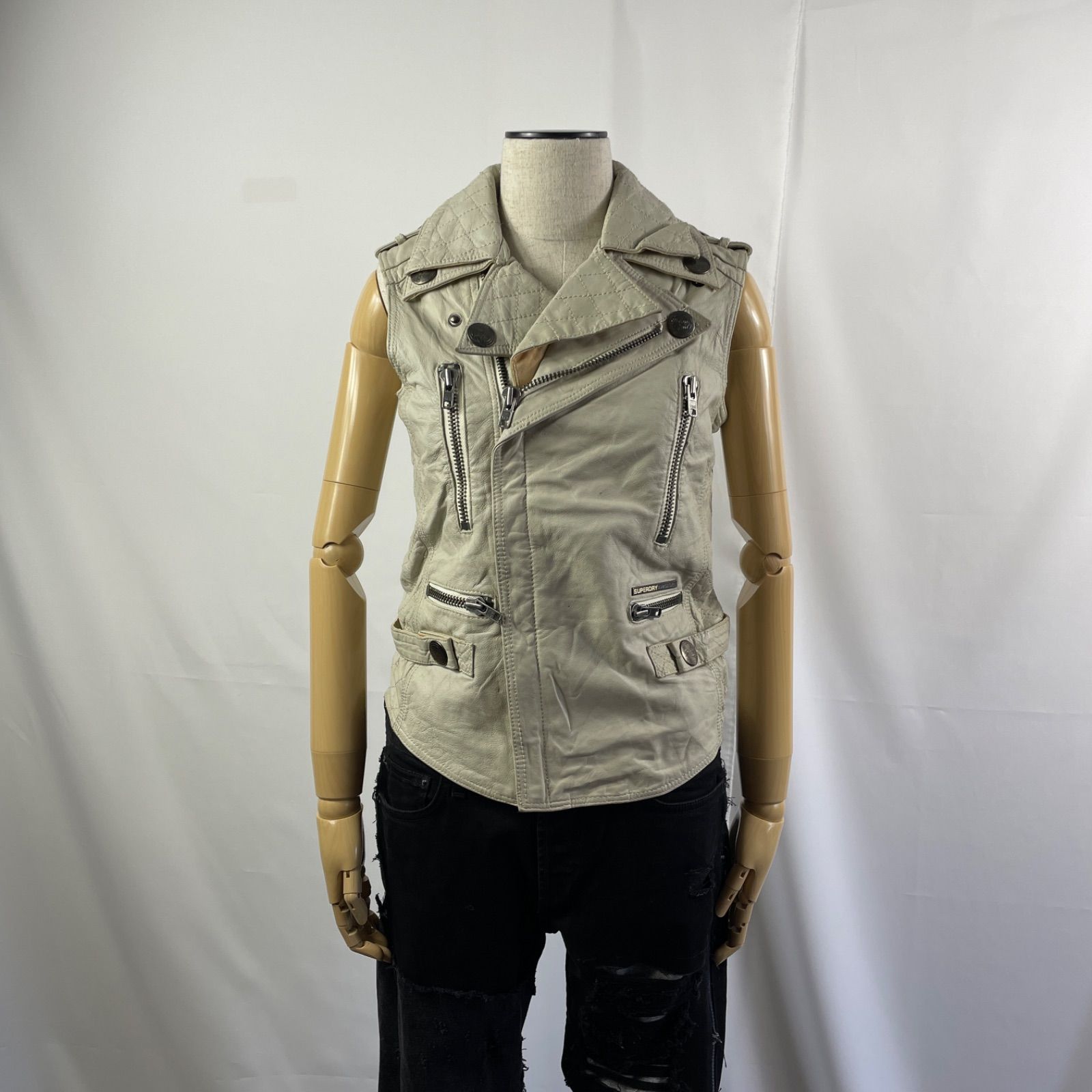 スーパードライ SUPER DRY 海外古着 ヴィンテージ 本革 ホワイト 白色 