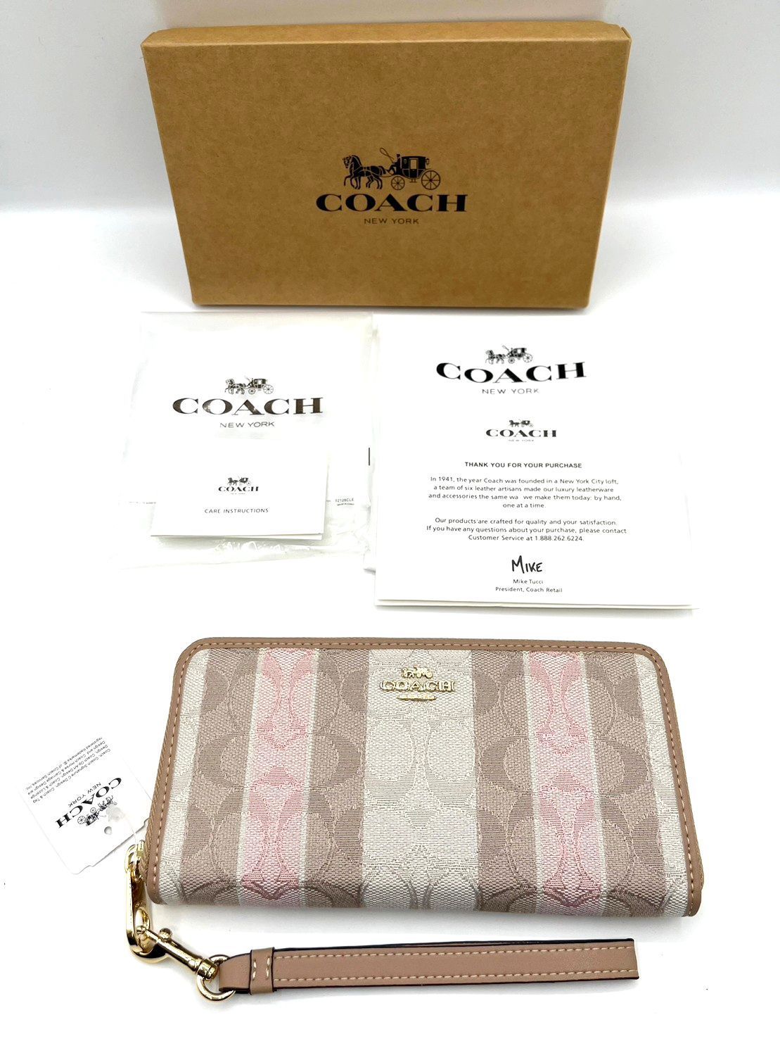 最初の 新品未使用コーチCOACH ジャガードストライプシグネチャー 長