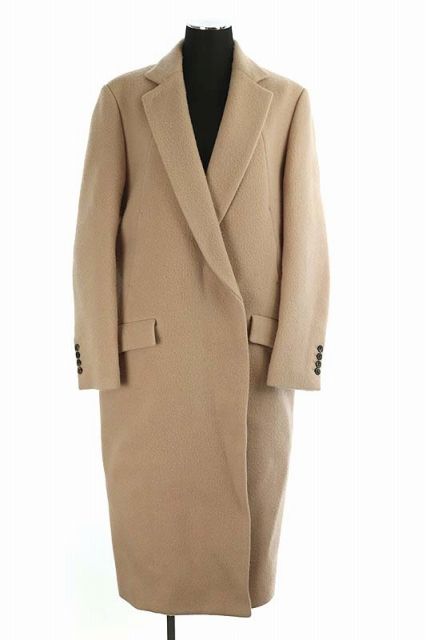 エブール ebure 18AW シープダブルクロス チェスターコート ウール 38 ピンクベージュ ES