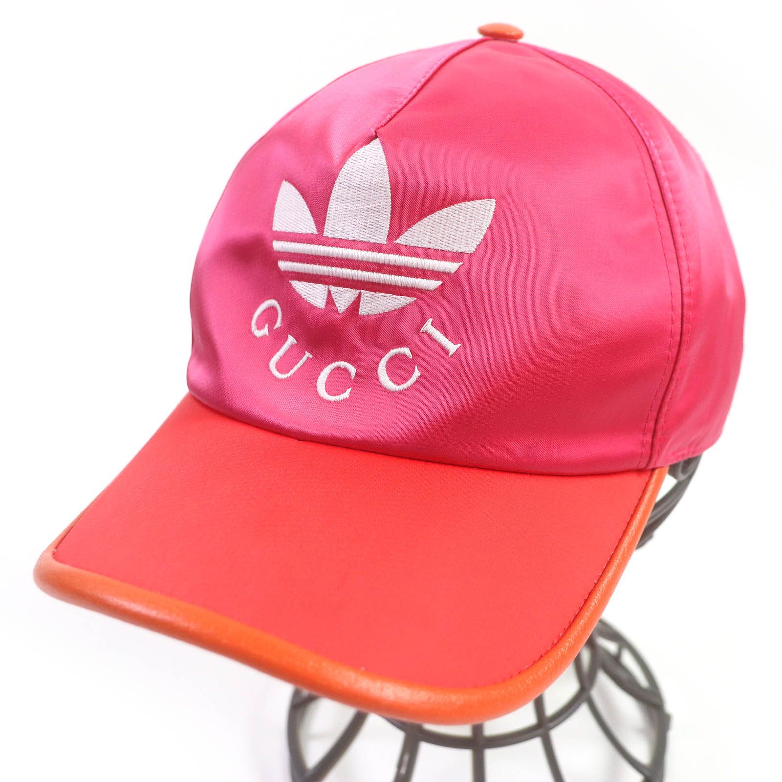 未使用品□GUCCI グッチ adidasコラボ 703825 トレフォイル ロゴエンブロイダリー ベースボールキャップ ピンク M/58cm  保存袋付き イタリア製 正規品 メンズ - メルカリ