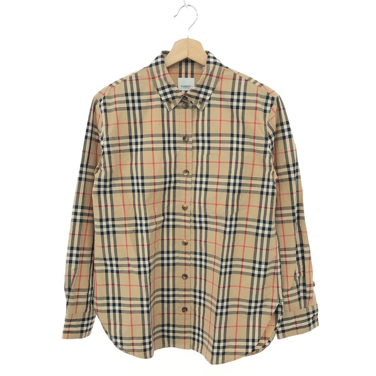 BURBERRY - BURBERRY LONDON バーバリーロンドン ノバチェック柄シャツ ボタンダウン ブラウス サイズ:36  ベージュ  レディース 　240001128276 BURBERRY LONDON バーバリーロンドン ノバチェック柄シャツ ボタン