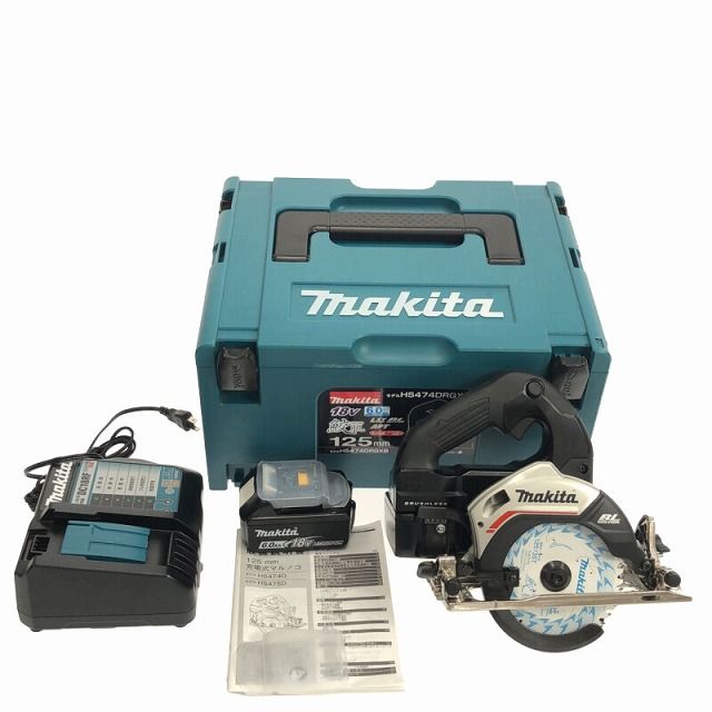 Makita - ##MAKITA マキタ 充電式マルノコ　125mm HS474DRGX ブラック マキタ HS474DRGX 青 125mm 18V 充電式マルノコ 鮫肌チップソー