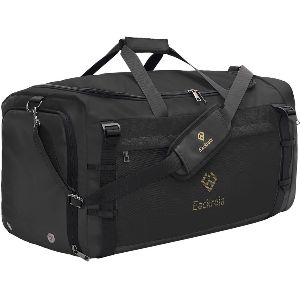 Color:ブラック 85Ｌ Eackrola スポーツバッグ メンズ ジムバッグ ダッフルバッグ 大容量 修学旅行 ジムバック ボストンバッグ 防水 超軽量 修学旅行 機内持込 旅行バッグ 林間学校 男女兼用 65L (