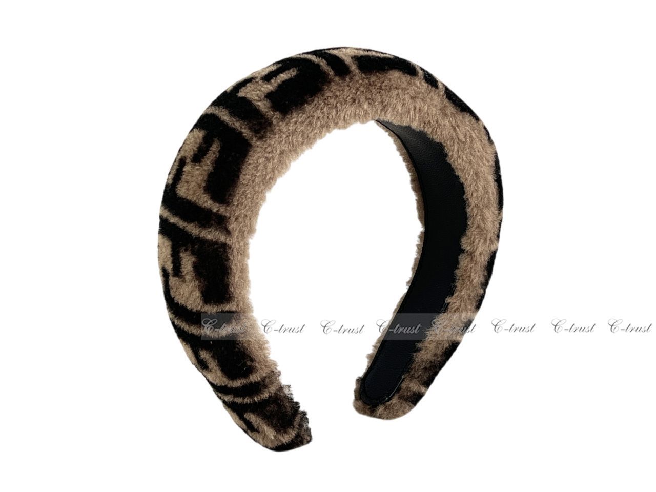 FENDI フェンディ ヘアバンド カチューシャ ヘア ファー FF ロゴ イタリア製 FXQ642A9VQF0QE1 ブラウン L748