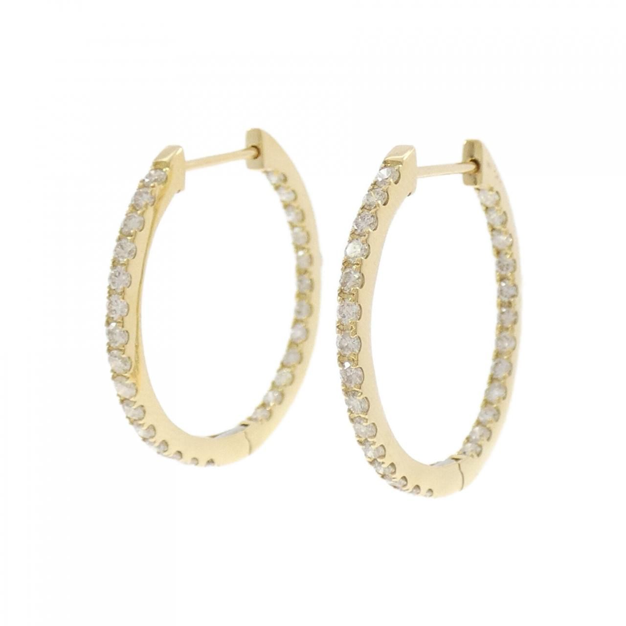 K18YG フープ ダイヤモンド ピアス 1.00CT