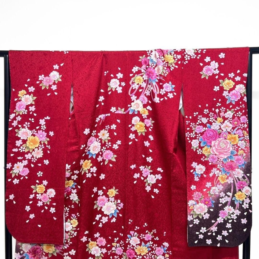 刺繍 薔薇 菖蒲 桜花 リボン 振袖 成人式 晴れの日 着物 021a p - メルカリ