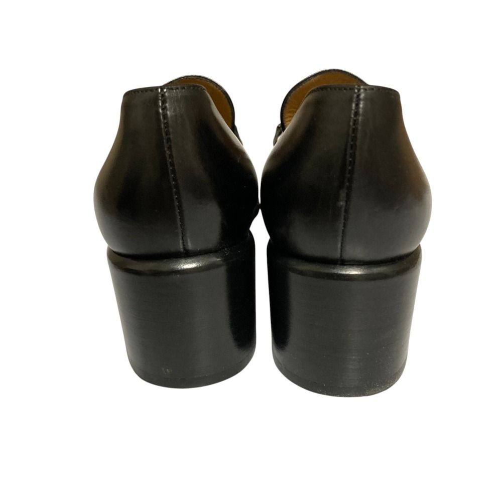 ヒロフ　HIROFU パンプス　ハイヒール　黒　23.5 美品 HIROFU ヒロフ レザー スクエアトゥ ヒール ローファー